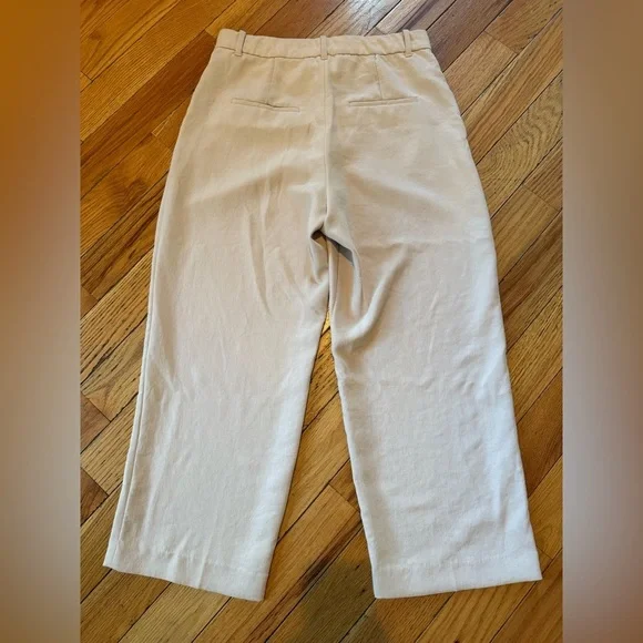 Wilfred Aritzia High Rise Pleated Wide Leg Trouser Pants Womens Size 12 Ivory - Picture 9 of 15